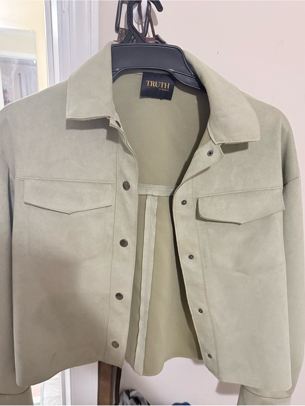 TRUTH Suede Blazer Jacket in Olive